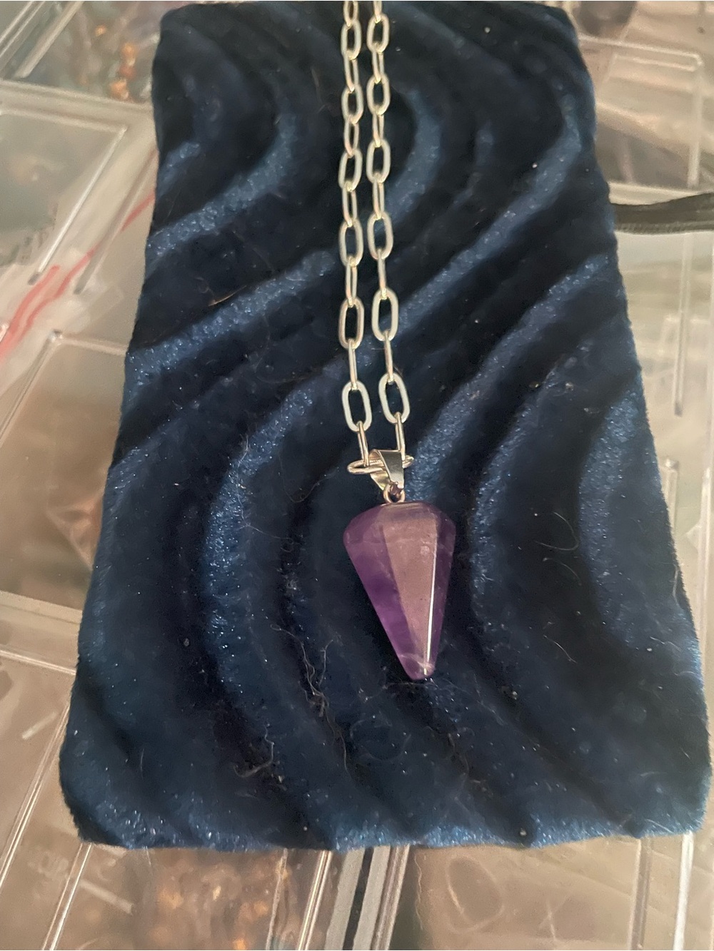 Faceted Amethyst Pendant Necklace in Purple on Silver Chain